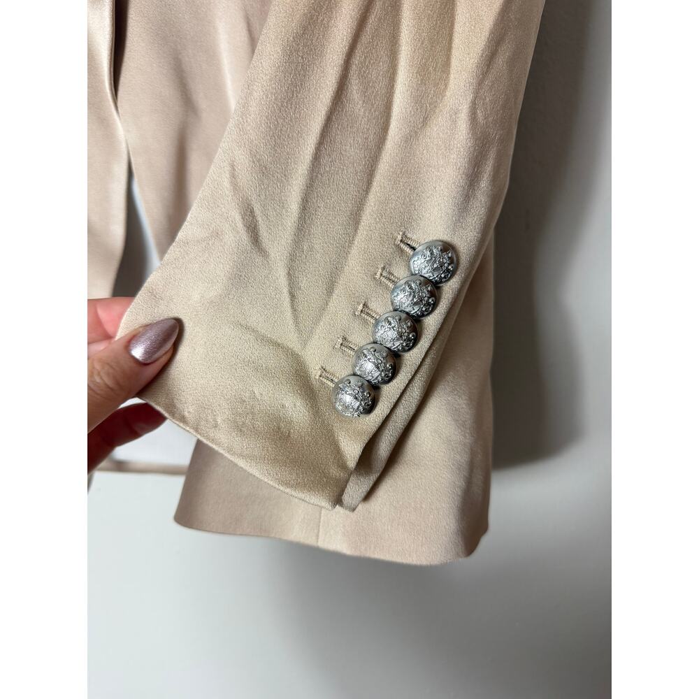 Veronica Beard Blazer Jacket 2 Dickey Tan Satin Long & Lean Office Quiet Luxury - Picture 6 of 9